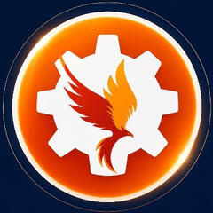 Develorank logo: a phoenix in an orange gear